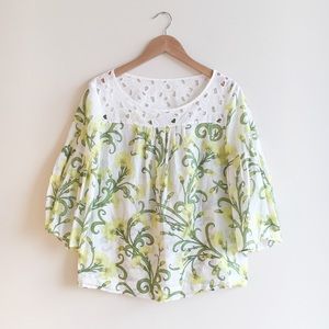 Anthropologie HD in Paris Yellow Floral Top
